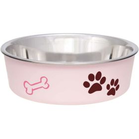 Loving Pets Stainless Steel & Light Pink Dish  Small - 5.5" Diameter