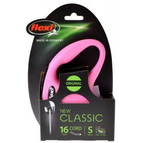 Flexi New Classic Retractable Cord Leash - Pink - Small - 16' Lead