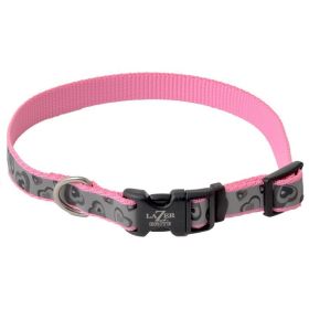 Lazer Pink Hearts Reflective Adjustable Dog Collar