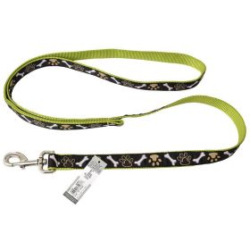 Pet Attire Ribbon Brown Paws & Bones Nylon Dog Leash - 6' Long x 1" Wide