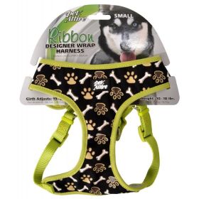 Pet Attire Brown Paw & Bones Designer Wrap Adjustable Dog Harness