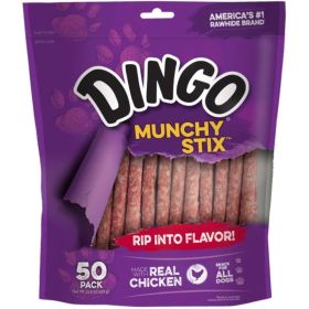 Dingo Munchy Stix Chicken & Rawhide Chews 50 Pack - (5" Sticks)