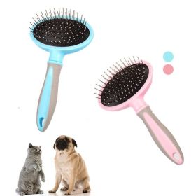 1 Pcs Pet Brush Dematting Grooming Comb Removing Knots Professional Safe Ergonomic Handle Cat Dog Comb (Color: pink)