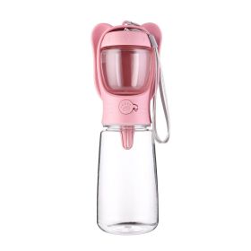 Leak Proof Portable 2 In 1 Dog Water Bottle Dispenser For Dog (Color: pink, size: 550ml)