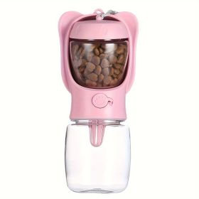 Leak Proof Portable 2 In 1 Dog Water Bottle Dispenser For Dog (Color: pink, size: 350ml)