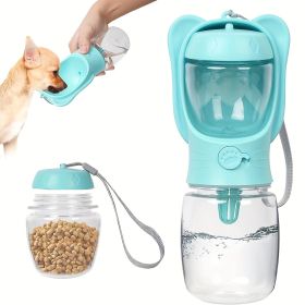 Leak Proof Portable 2 In 1 Dog Water Bottle Dispenser For Dog (Color: green, size: 350ml)